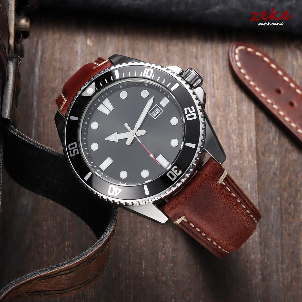 Armband 20mm 22mm 24mm Echtes Leder Uhrenarmband mit Geschenkbox Universelle Schmetterlingsschließe Rindsleder Herren Business Armband