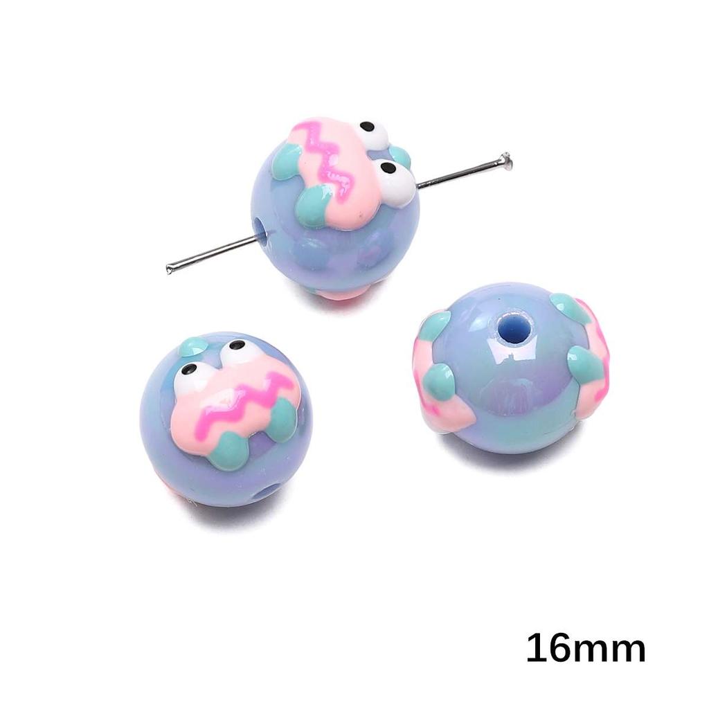 Acrylic Three-Dimensional Painted Beads Cartoon Colorful Hand-Painted Beads DIY Bracelet Mobile Phone Chain Accessories Fashion Handmade