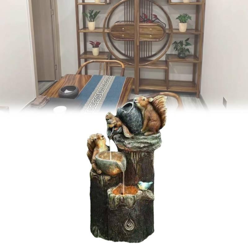 Charming Resin Squirrel And Duck Solar Fountain Garden Statue Unique Gift For All Occasions