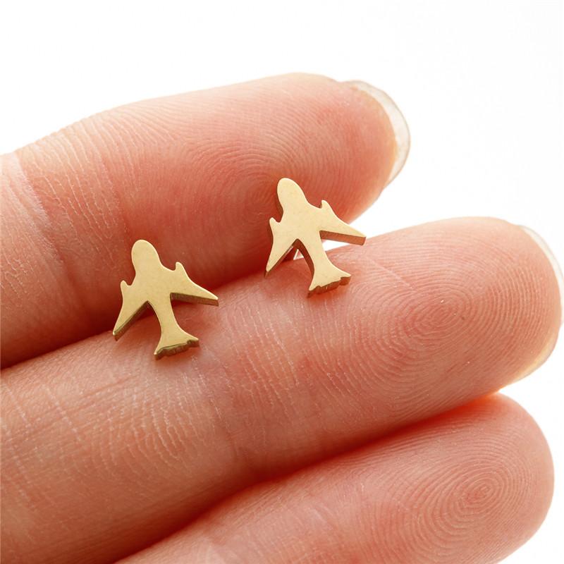 Simple T Bar Stud Earrings for Women Small Animal Ear Studs Punk Dove Leaf Dragonfly Spider Earings Fashion Jewelry Pendientes