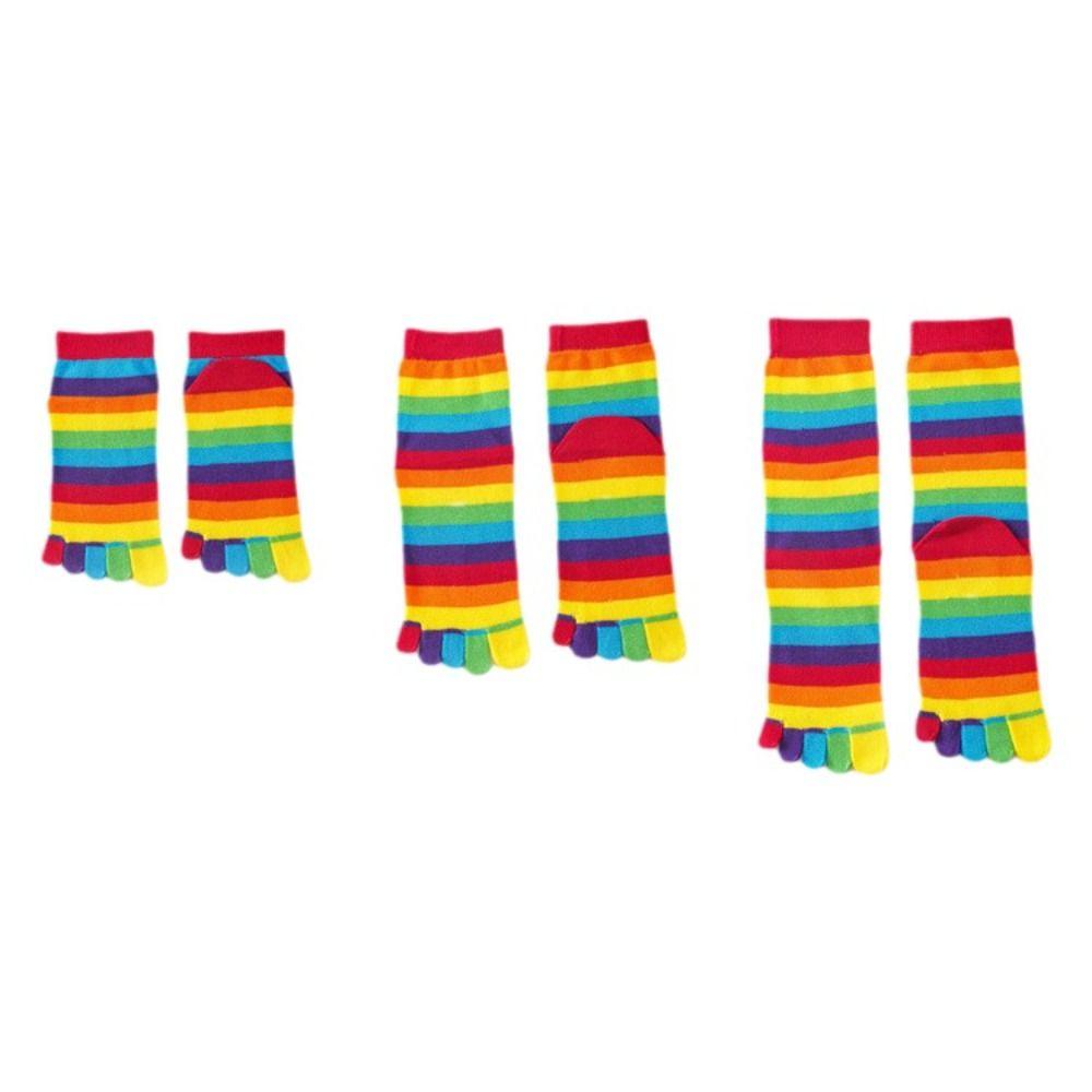 High-quality Rainbow Five Fingers Socks Cotton Breathable Striped Cotton Socks Anti Friction Comfortable Women Toe Socks Sports
