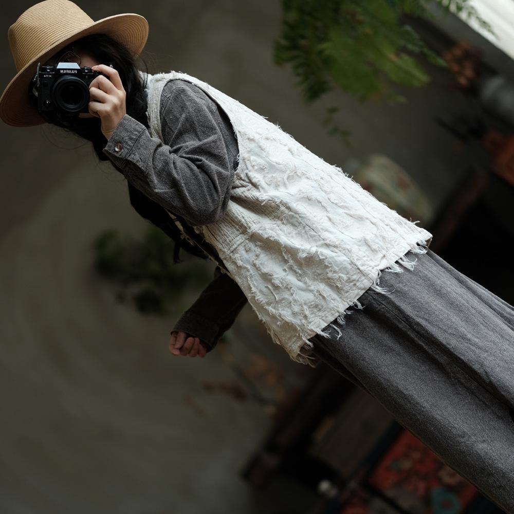 Alte Hanf-Weste mit Schlammflicken - Hemd im künstlerischen chinesischen Stil