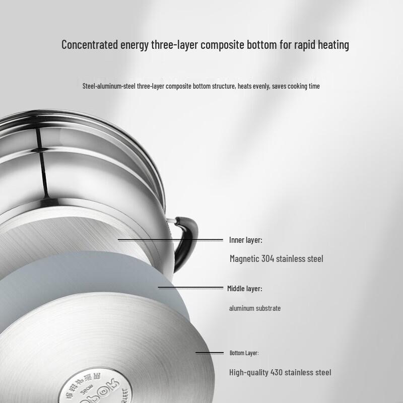 Supor 28cm 304 Stainless Steel 3-Layer Steamer Pot