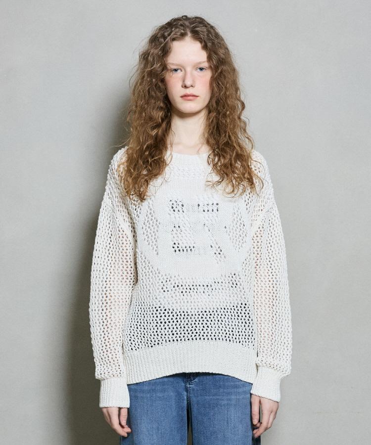 Burkeru Women S Scallop Loose Fit Knit Pullover Off White Off White_F
