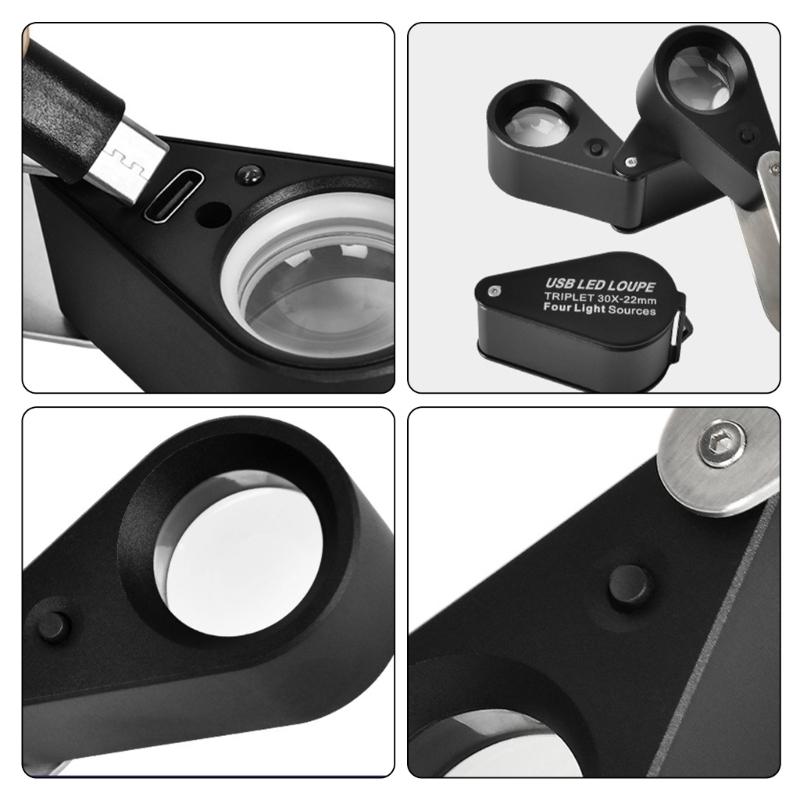 10X 20X 30X Magnification Mini Foldings Jewelers Eye Loupes with 21mm Lens for Jewelry Gem Coin Stamps Watches