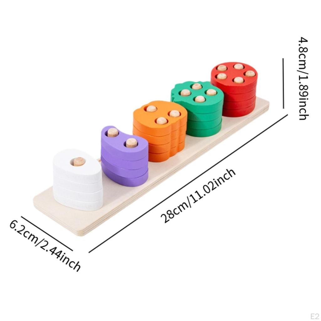 Montessori Wooden Shape Sorter, Stack and Sort Board, Educational Matching Toy for