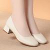 Stewardess Leather Shoes Soft Sole Round Head Thick Heel Work Shoes Women Black Hotel Dress Interview Single Shoes Women's Shoes