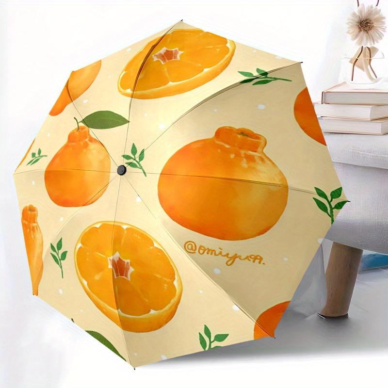1pc Oranges Citrus Automatic Open/Close Umbrella with One Touch Button,, Windproof Design   Lightweight Portable Umbrella for Women & Men6102