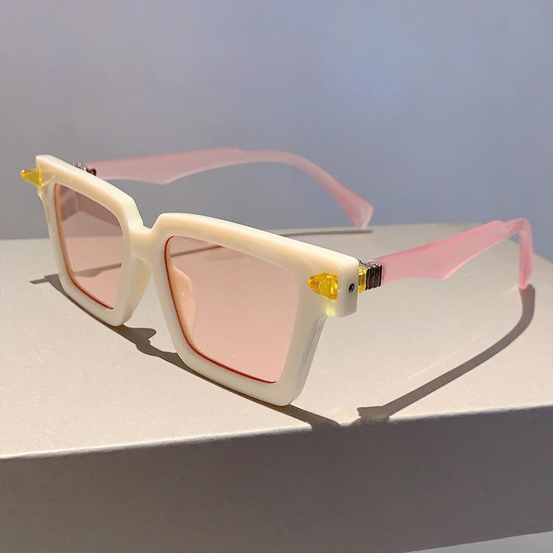 Classic Punk Pink Square Sunglasses Women For Men Luxury Brand Designer Trend Sun Glasses Fashion Vintage Hip Hop Driving Shades