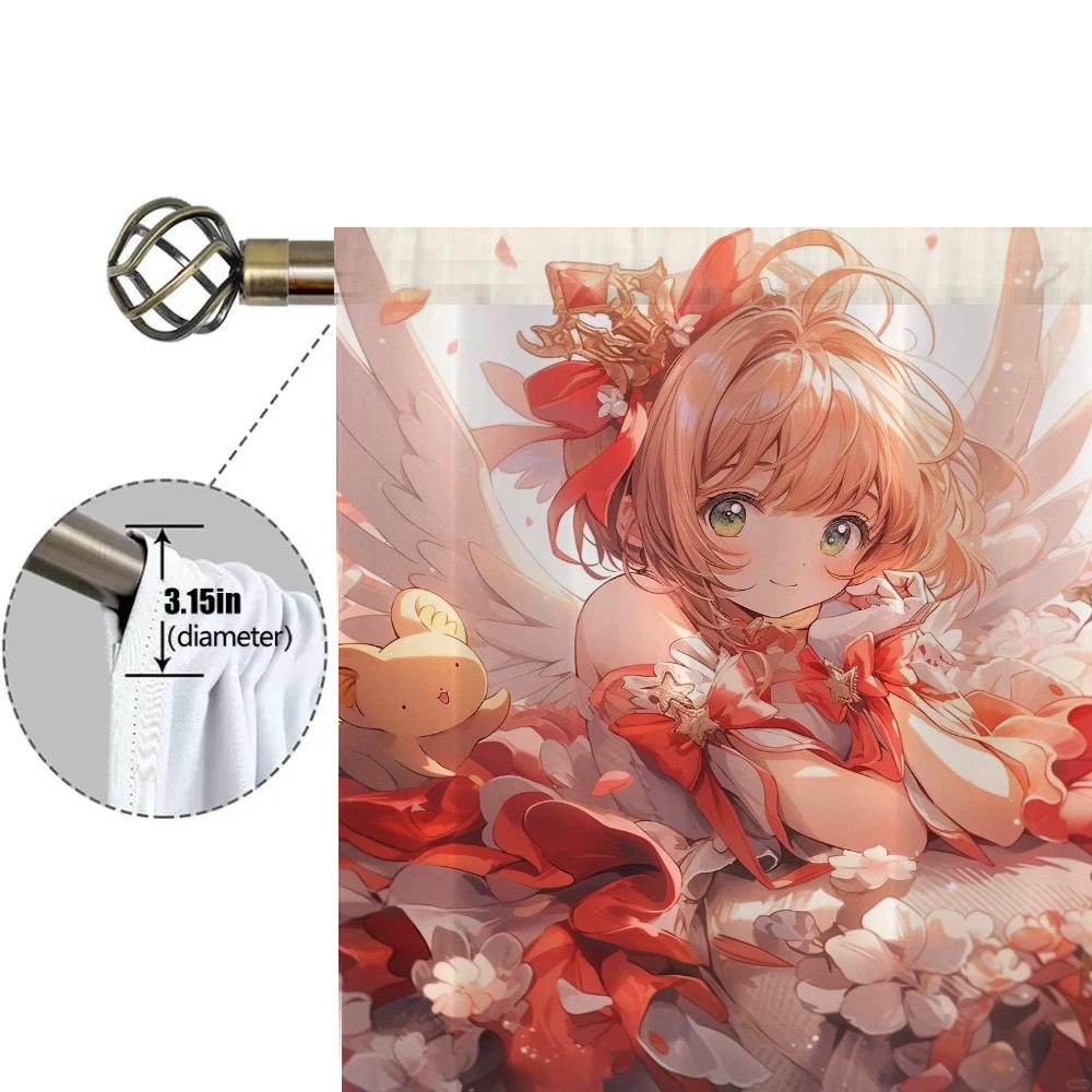 Kitchen Curtains for Living Room 2 Pieces Blackout Curtains Door Curtain C-cardcaptor S-sakura Bedroom Decoration Partition Home