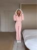 2025 Women's Winter Hooded Ski Suit with Belt and Tassel