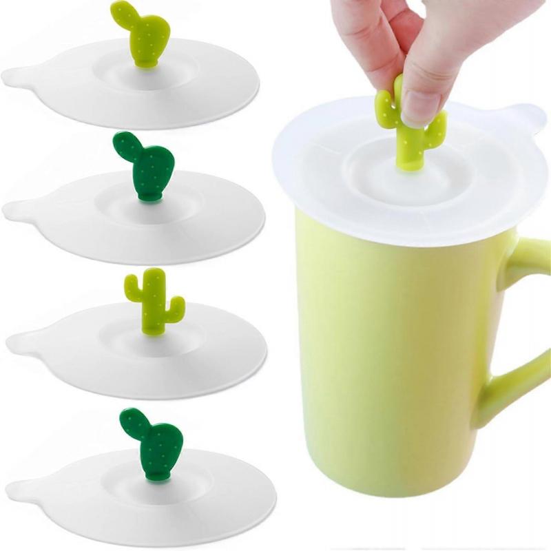 4 Pcs Silicone Glass Cup Covers, Reusable Anti-dust Cup Cover, Food-grade Drink Coffee Beer Mug Wine Glass Creative Cute Cactus