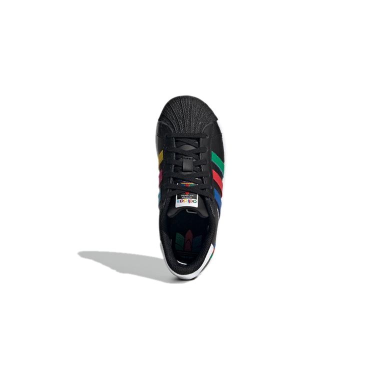 Adidas Originals SUPERSTAR C Comfortable Abrasion Resistant Low top Kids' Skateboarding Shoes Black White Red FW5237
