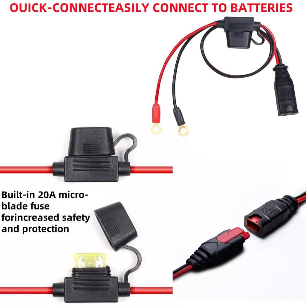 BLOLACDZ 2 Pack M6 (1/4 Inch) XL Terminal Harness Connector Cable for NOCO GC002 X-Connect