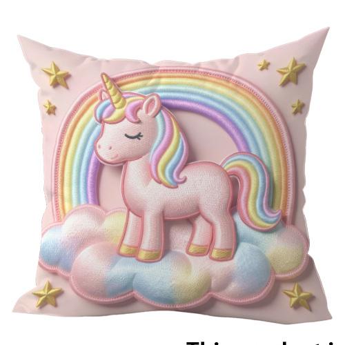 Pink Unicorn Themed 2D Flat Double-Sided Printed Pillow Cover Short Plush Suitable Living Rooms Bedrooms Throw Cushion Cover