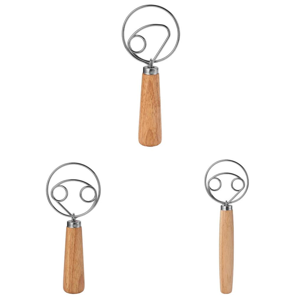 Modern Simple Wooden Egg Beater With Stainless Steel Mixing Rod For Kitchen Daily Use