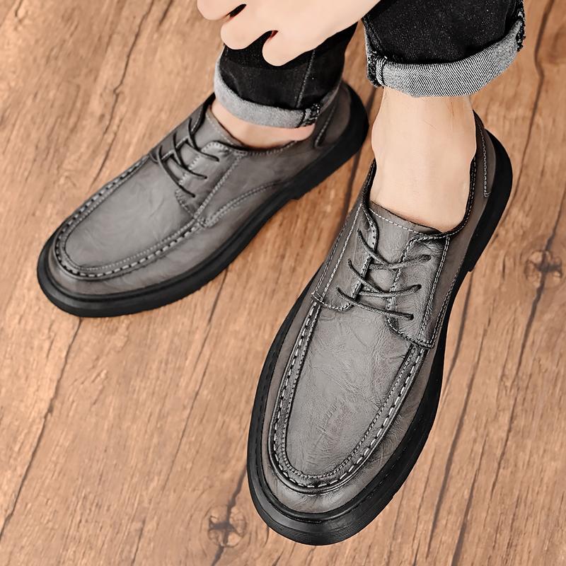 Fashion Leather Shoes Man Casual Loafers Luxury Design Slip On Male Dress Shoes Leisure Style Big Size Outdoor Wear-resistant Sole