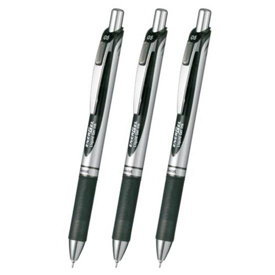 Pentel Ballpoint Pen Gel Ink EnerGel Knock Type 0.5mm BLN75ZA3AMZ Black 3 Pieces