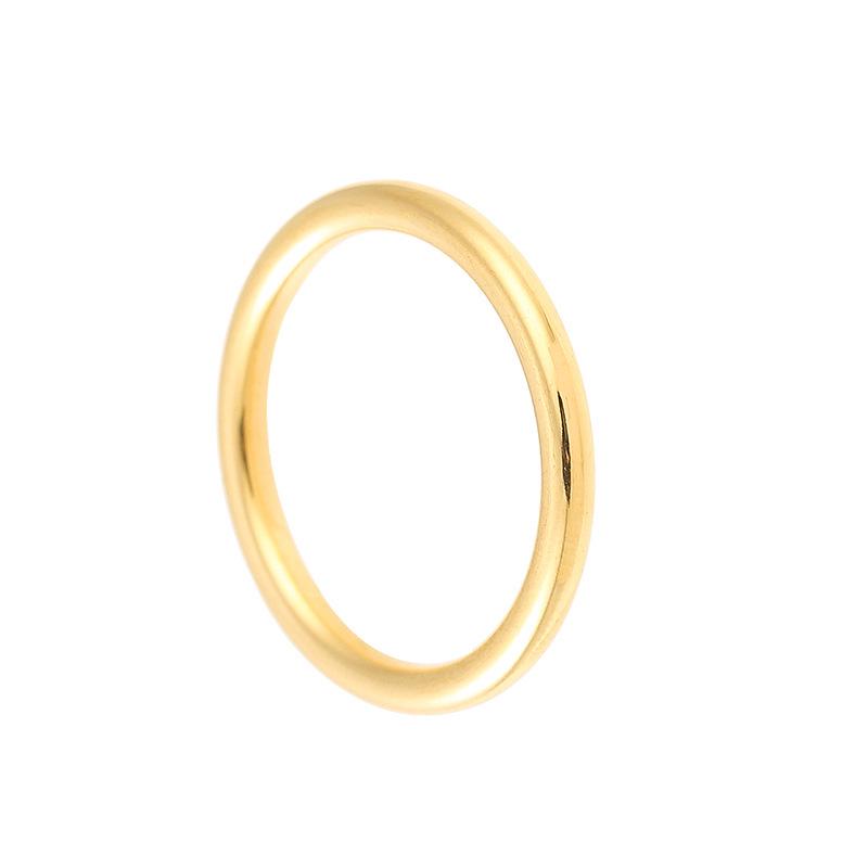 Women's High-End 18K Gold Titanium Steel Index Ring - Shiny Plain Band, Perfect Gift for Girlfriend