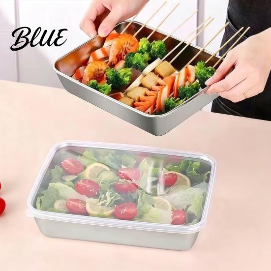 Dishwasher Safe Food Box with Stainless Casserole Steel Dispenser Rectangular Pan Multipurpose Arc-shaped Handle Portable Picnic Large Capacity
