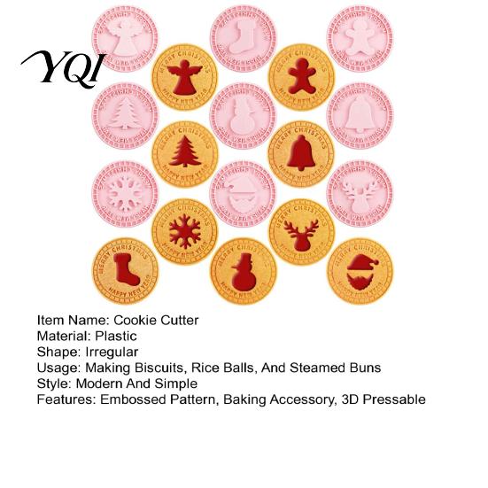 Creative Holiday Kitchen Gadgets 9 Pcs Christmas Cookie Cutter with Stamps Set, 3D Pressable Biscuit Plunger Mold, New Year Baking Tools Gingerbread