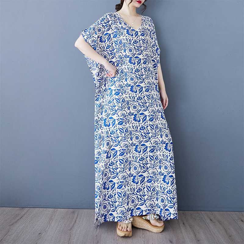 Women's Casual Retro Cotton and Linen Beach Dress