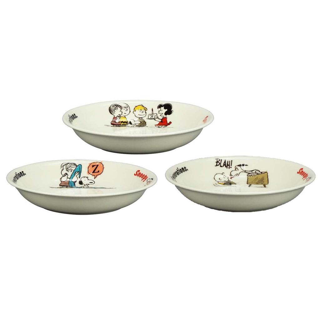 Yamaka Shoten "PEANUTS" Pasta Plate, Curry Plate, and Plate Set (approx. 22cm), 3-Piece Set, Made In Japan, SN850-139