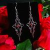 Gothic Punk Earrings Steampunk Black Cross Metal Red Rhinestone Ear Pendant For Women Girl Ear Drop