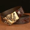 Wysokiej jakości męski pasek ze skóry bydlęcej Osobowość Kran Retro Szpon Smoka Automatyczna klamra Skórzany pasek Pasek do spodni