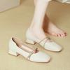 Mary Jane Shoes Spring and Autumn Shoes Thick Heels Soft Leather Square Head Shallow Mouth Low Heel Single Shoes