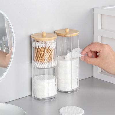 Transparente Aufbewahrungsbox Wattestäbchen-Organizer mit Holzdeckel Große Kapazität Staubdicht Weit verbreitet