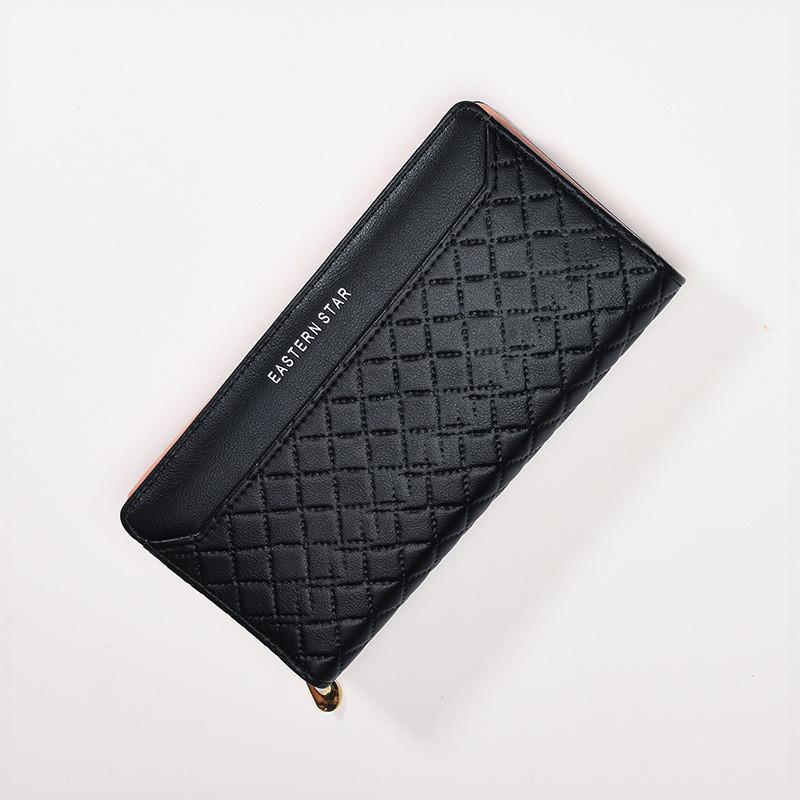 

Urban Minimalist Style Women s Long Pu Leather Wallet With Two Folds And Zipper Buckle Closure чорний