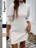 Elegantes Wind-Einfarbiges Langarm-Strickkleid Damen Herbst Winter Kleidung