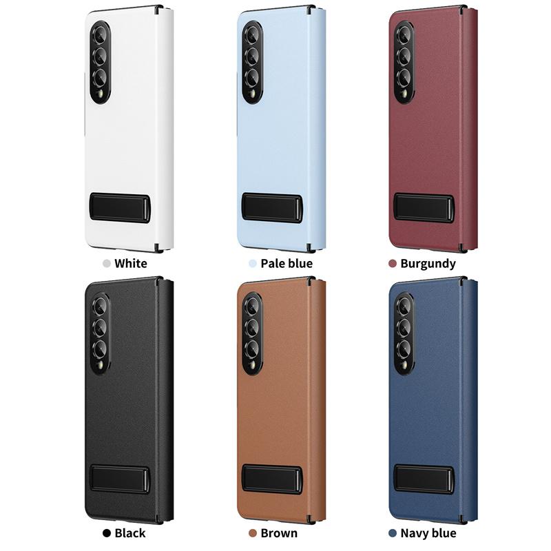 Delicate Leather Magnetic Protect Cover For Samsung Z Fold7 Fold6 Adjustable Alloy Stand Holder Case for Galaxy Z Fold 7 6 5 4