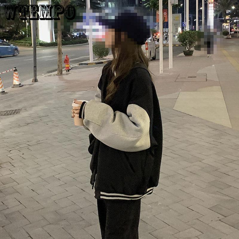 Spring Autumn Women Baseball Jackets Harajuku Casual Loose Pockets Korean Bomber Sweatshirt Uniform Streetwear Tops Coats
