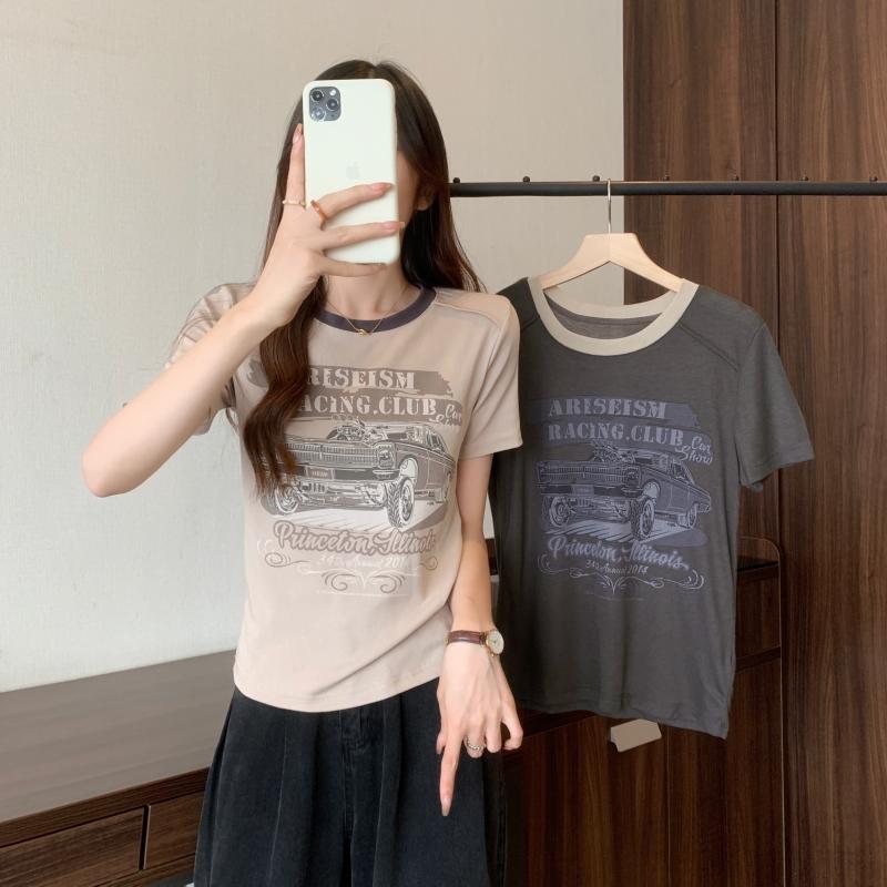 Summer pure cotton Short Sleeve T-Shirts for Women harajuku letter print Simple Casual slim Soft All-Match y2k Tops Tees Fashion
