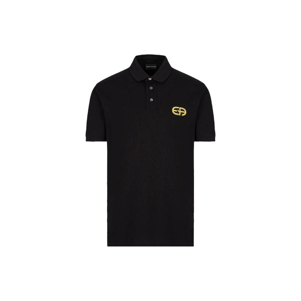 Emporio Armani Solid Color Logo Label Short Sleeve Polo Shirt Men Tops Black 6L1FB9-1JTKZ-0999