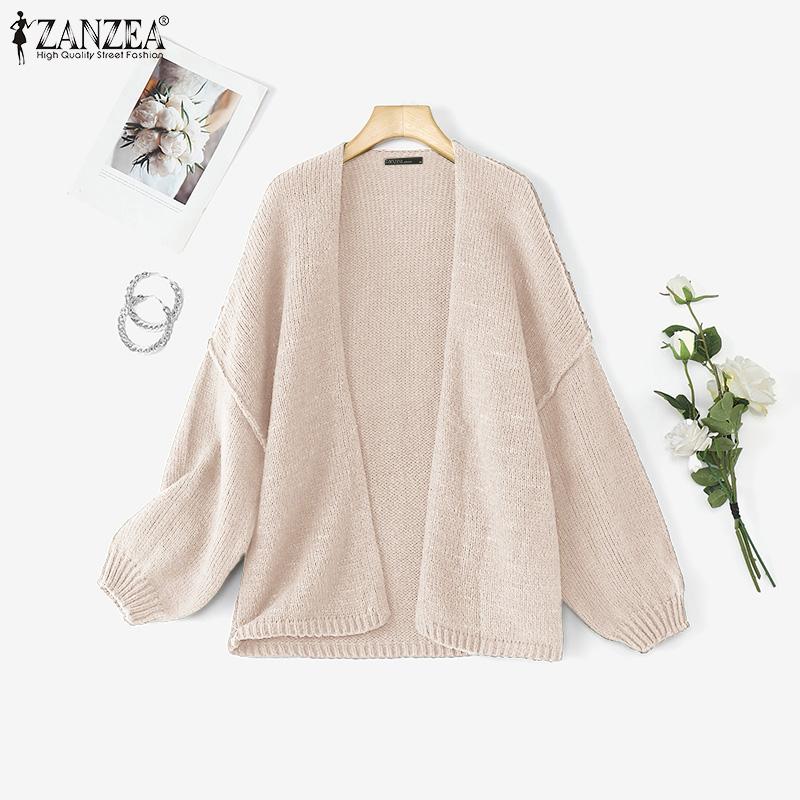 ZANZEA Winter Autumn Women Long Sleeve Open Front Casual Loose Knitted Sweaters Cardigan
