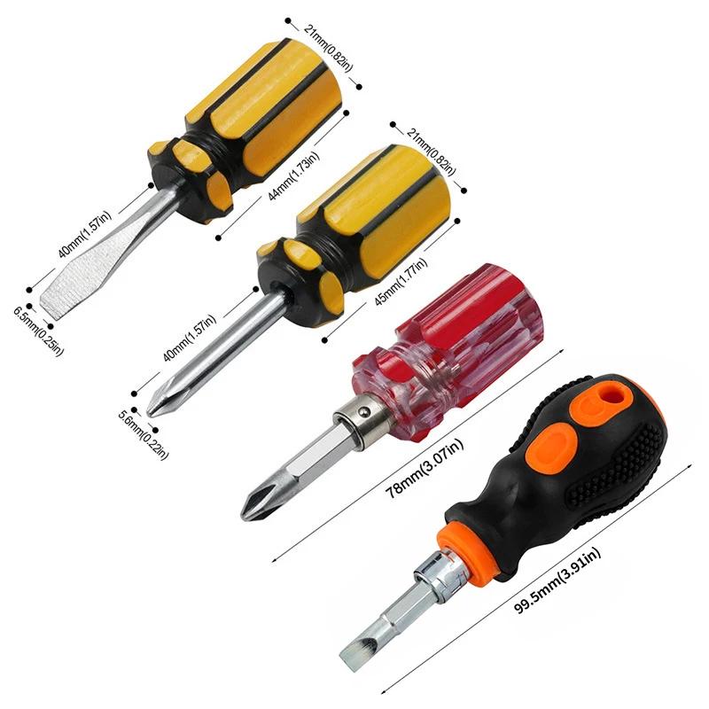 1pcs Short Handle Screwdriver Set Portable Encapsulation/Crystal Radish Handles Flat Crosshead Screwdrivers For Repairing Tools