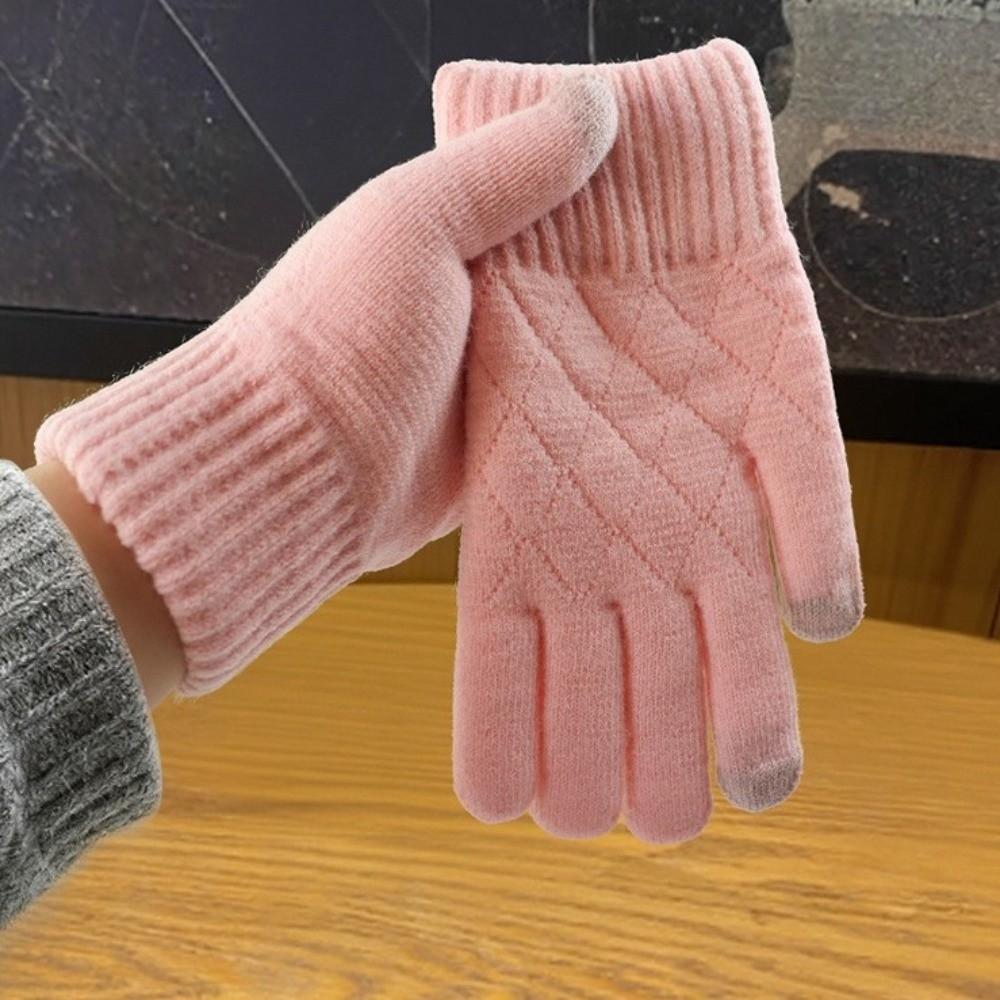 Cold Proof Knitted Gloves Thickened Plush Mittens Fashion Warm Gloves  Women Men