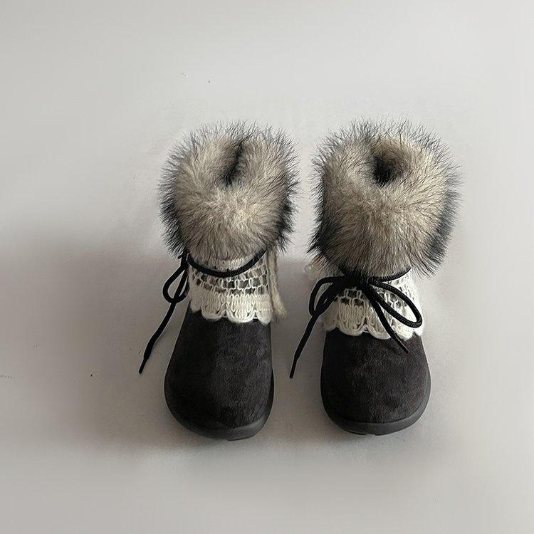 Mao Mao boots snow boots winter thick-soled retro piled cute Mori Mao tube heightening niche warm cotton shoes