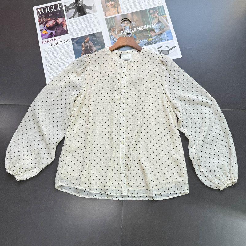

Danish Single Exquisite French style Style Loose round Neck Small Polka Dot Chiffon Shirts Top Apricot Little Wave Dot Shirt 44 yards = XXL