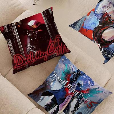 Classic D-Devil M-May C-Cry Action Game Pillow Covers Cartoon Sofa Decorative Home Double-sided Printing Short Plush Cute