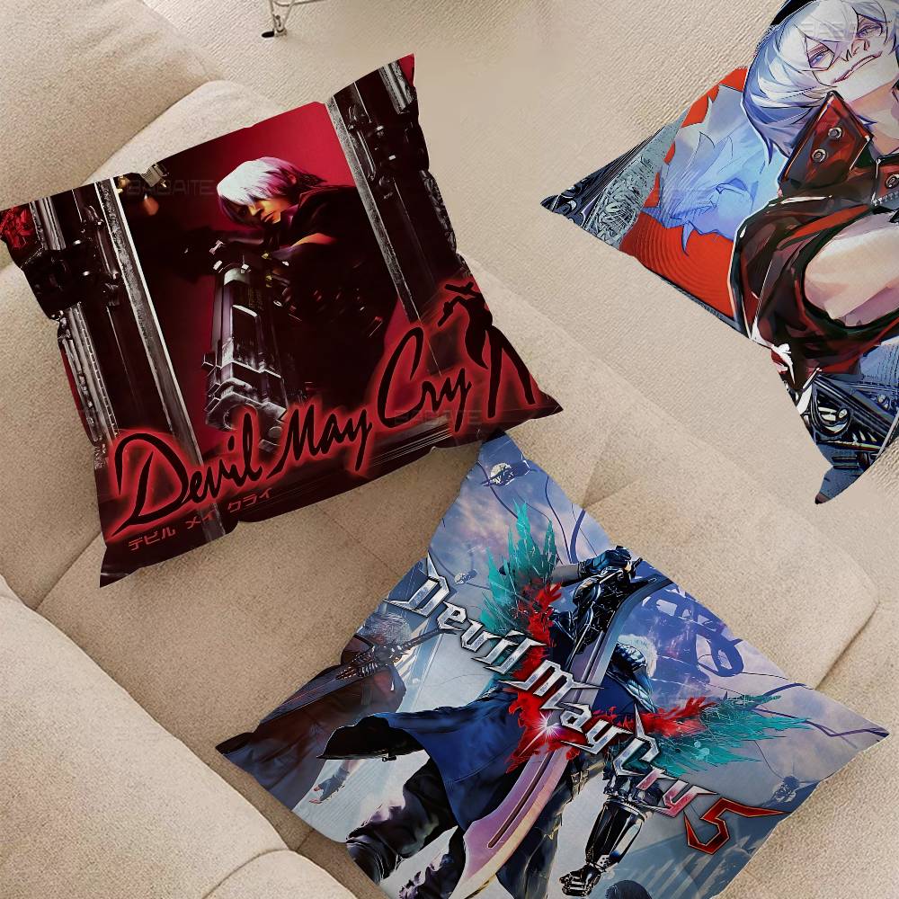 Classic D-Devil M-May C-Cry Action Game Pillow Covers Cartoon Sofa Decorative Home Double-sided Printing Short Plush Cute