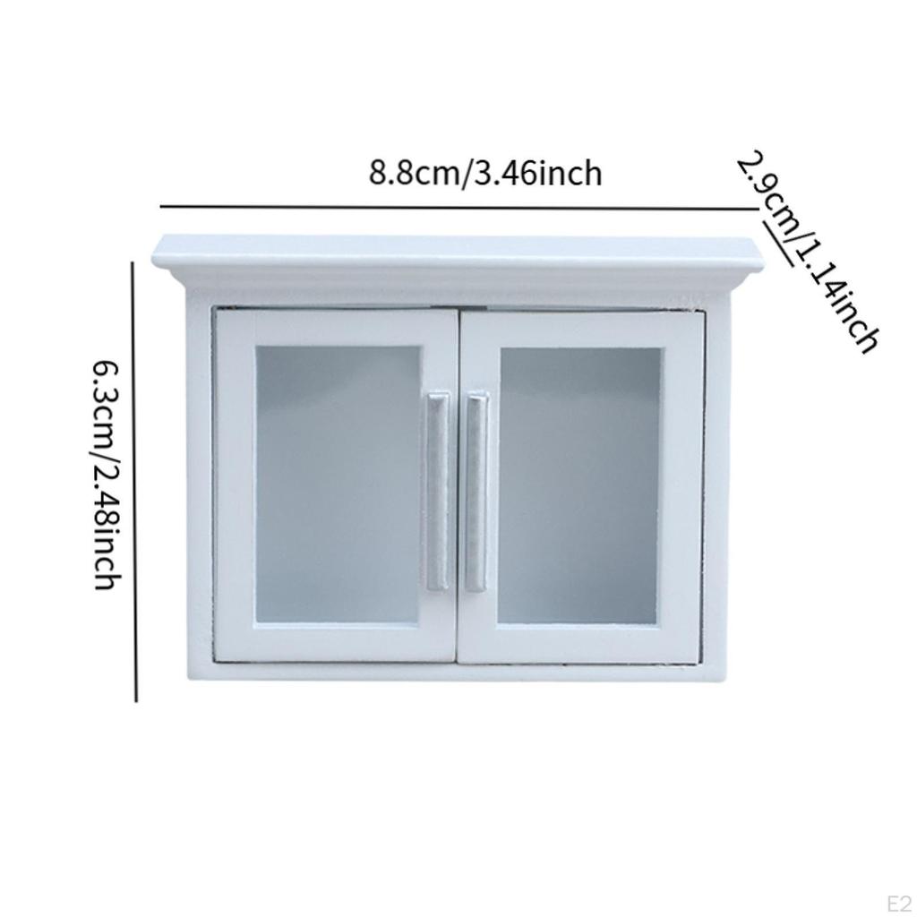 1:12 Scale Dollhouse Kitchen Cupboard Doll Accessories Decoration Wooden Miniature Cabinet for