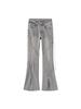 Women's High-Waist Strappy Flared Jeans - Autumn New Slim Fit with Elastic Split