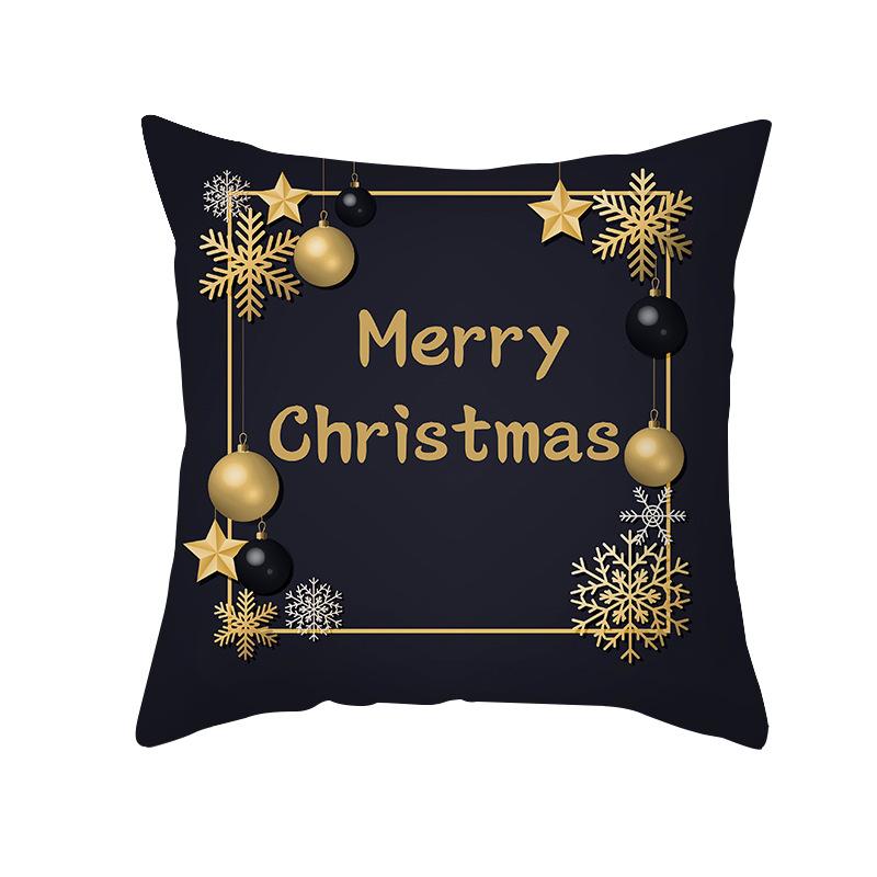 New Black Hot Stamping Christmas Pillow Cover Golden Elk Christmas Tree Sofa Cushion Cover Home