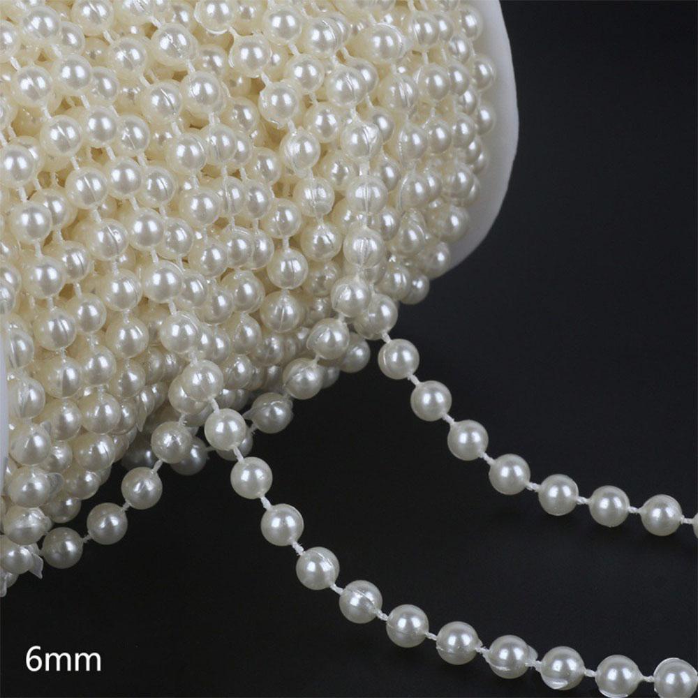 Ivory Round Pearl Beads String Trim Chain Sew Craft Faux Pearls Strand Garland Decorate Floral Centerpieces Favor Christmas Tree