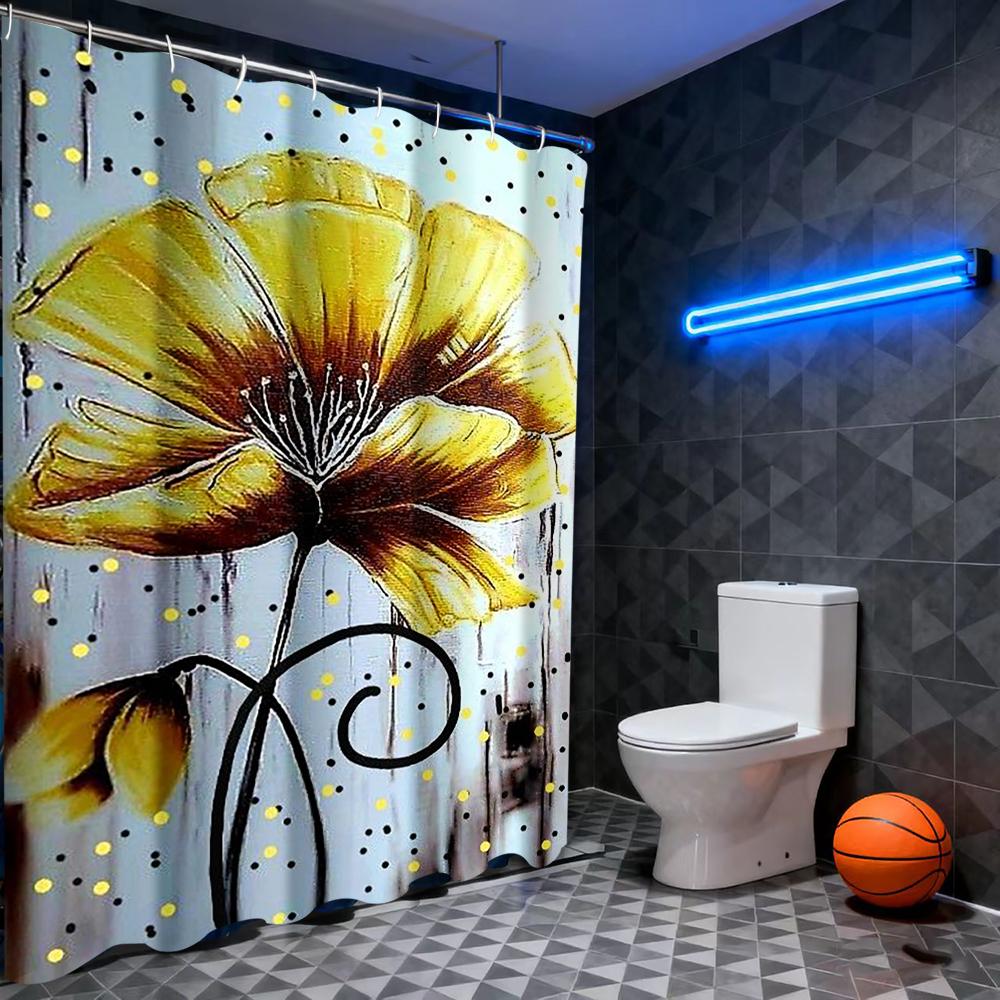 

Plant And Floral Bathing Curtain Bathroom Letters Shower Curtain Waterproof With 12 Hooks Fishes Home Deco Free Ship W60H190(CM)-1 Pcs