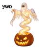 Decorative Yard Art for Halloween Swirling Ghost Pumpkin Lamp, Lighted Spooky Lamps Statue, Warm LED Outdoor Decoration Porch Garden Lawn Decorations